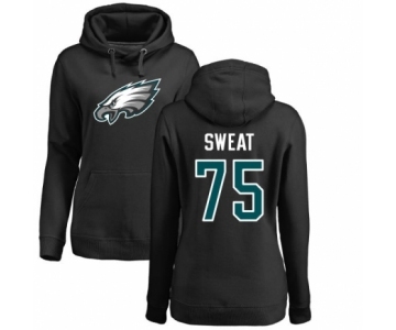 Women's Nike Philadelphia Eagles #75 Josh Sweat Black Name & Number Logo Pullover Hoodie