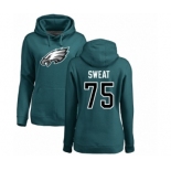 Women's Nike Philadelphia Eagles #75 Josh Sweat Green Name & Number Logo Pullover Hoodie