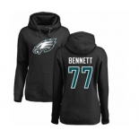 Women's Nike Philadelphia Eagles #77 Michael Bennett Black Name & Number Logo Pullover Hoodie