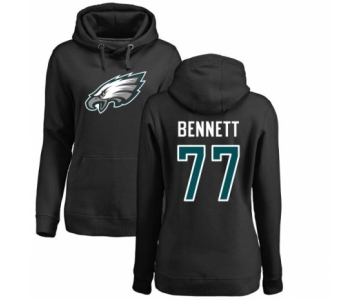 Women's Nike Philadelphia Eagles #77 Michael Bennett Black Name & Number Logo Pullover Hoodie