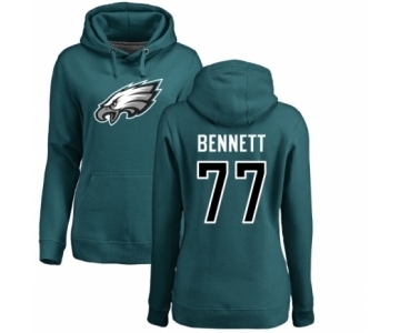 Women's Nike Philadelphia Eagles #77 Michael Bennett Green Name & Number Logo Pullover Hoodie