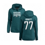 Women's Nike Philadelphia Eagles #77 Michael Bennett Green Super Bowl LII Champions Pullover Hoodie