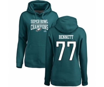 Women's Nike Philadelphia Eagles #77 Michael Bennett Green Super Bowl LII Champions Pullover Hoodie