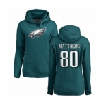 Women's Nike Philadelphia Eagles #80 Jordan Matthews Green Name & Number Logo Pullover Hoodie
