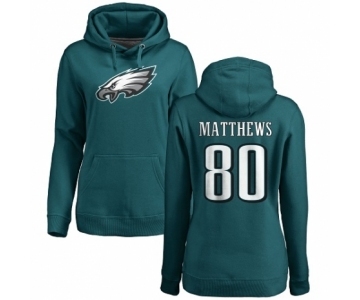 Women's Nike Philadelphia Eagles #80 Jordan Matthews Green Name & Number Logo Pullover Hoodie