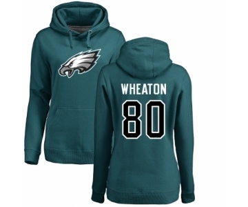 Women's Nike Philadelphia Eagles #80 Markus Wheaton Green Name & Number Logo Pullover Hoodie