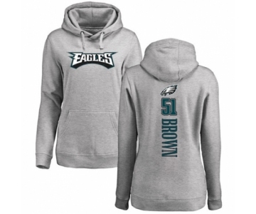 Women's Philadelphia Eagles #51 Zach Brown Ash Backer Pullover Hoodie