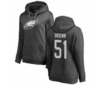 Women's Philadelphia Eagles #51 Zach Brown Ash One Color Pullover Hoodie