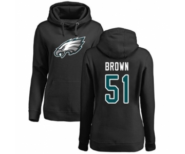 Women's Philadelphia Eagles #51 Zach Brown Black Name & Number Logo Pullover Hoodie