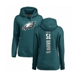 Women's Philadelphia Eagles #51 Zach Brown Green Backer Pullover Hoodie