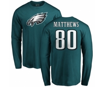 Nike Philadelphia Eagles #80 Jordan Matthews Green Name & Number Logo Long Sleeve T-Shirt