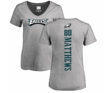 Women's Nike Philadelphia Eagles #80 Jordan Matthews Ash Backer V-Neck T-Shirt