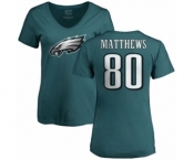 Women's Nike Philadelphia Eagles #80 Jordan Matthews Green Name & Number Logo Slim Fit T-Shirt