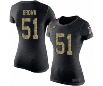 Women's Philadelphia Eagles #51 Zach Brown Black Camo Salute to Service T-Shirt