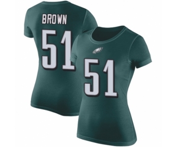 Women's Philadelphia Eagles #51 Zach Brown Green Rush Pride Name & Number T-Shirt