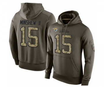 Football Men's Jacksonville Jaguars #15 Gardner Minshew II Green Salute To Service Pullover Hoodie