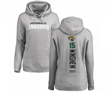 Football Women's Jacksonville Jaguars #15 Gardner Minshew II Ash Backer Pullover Hoodie