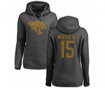 Football Women's Jacksonville Jaguars #15 Gardner Minshew II Ash One Color Pullover Hoodie