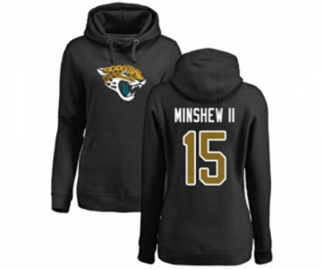 Football Women's Jacksonville Jaguars #15 Gardner Minshew II Black Name & Number Logo Pullover Hoodie