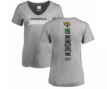 Football Women's Jacksonville Jaguars #15 Gardner Minshew II Ash Backer T-Shirt