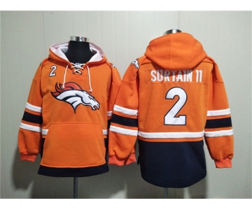 Men's Denver Broncos #2 Pat Surtain II Orange Ageless Must-Have Lace-Up Pullover Hoodie
