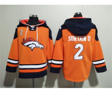 Men's Denver Broncos #2 Pat Surtain II Orange Navy Ageless Must-Have Lace-Up Pullover Hoodie