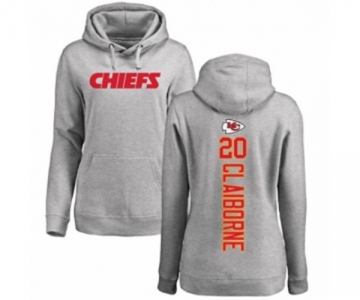 Football Women's Kansas City Chiefs #20 Morris Claiborne Ash Backer Pullover Hoodie