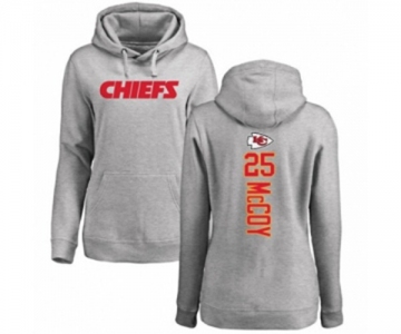 Football Women's Kansas City Chiefs #25 LeSean McCoy Ash Backer Pullover Hoodie