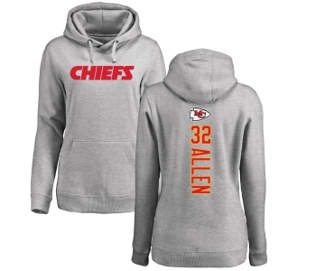 Football Women's Kansas City Chiefs #32 Marcus Allen Ash Backer Pullover Hoodie