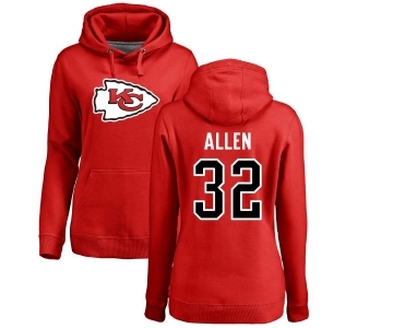 Football Women's Kansas City Chiefs #32 Marcus Allen Red Name & Number Logo Pullover Hoodie