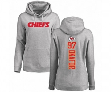 Football Women's Kansas City Chiefs #97 Alex Okafor Ash Backer Pullover Hoodie