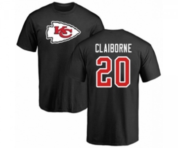 Football Kansas City Chiefs #20 Morris Claiborne Black Name & Number Logo T-Shirt