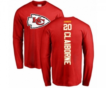 Football Kansas City Chiefs #20 Morris Claiborne Red Backer Long Sleeve T-Shirt