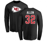 Football Kansas City Chiefs #32 Marcus Allen Black Name & Number Logo Long Sleeve T-Shirt