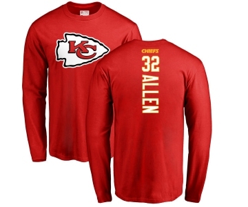 Football Kansas City Chiefs #32 Marcus Allen Red Backer Long Sleeve T-Shirt