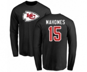 NFL Nike Kansas City Chiefs #15 Patrick Mahomes Black Name & Number Logo Long Sleeve T-Shirt