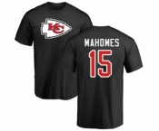 NFL Nike Kansas City Chiefs #15 Patrick Mahomes Black Name & Number Logo T-Shirt