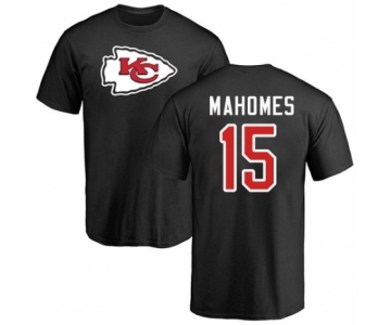 NFL Nike Kansas City Chiefs #15 Patrick Mahomes Black Name & Number Logo T-Shirt