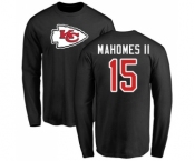 NFL Nike Kansas City Chiefs #15 Patrick Mahomes II Black Name & Number Logo Long Sleeve T-Shirt