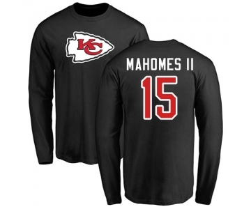 NFL Nike Kansas City Chiefs #15 Patrick Mahomes II Black Name & Number Logo Long Sleeve T-Shirt