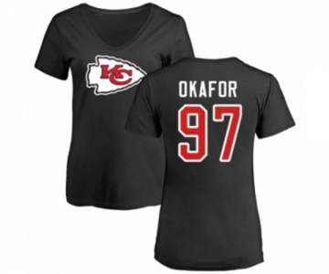 Football Women's Kansas City Chiefs #97 Alex Okafor Black Name & Number Logo Slim Fit T-Shirt