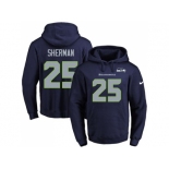 Nike Seattle Seahawks #25 Richard Sherman Navy Blue Name & Number Pullover NFL Hoodie