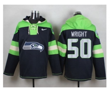 Nike Seattle Seahawks #50 K.J. Wright Steel Blue Player Pullover Hoodie