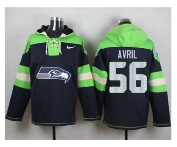 Nike Seattle Seahawks #56 Cliff Avril Steel Blue Player Pullover Hoodie