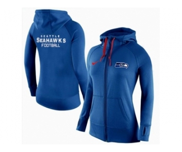 Women Nike Seattle Seahawks Full-Zip Performance Hoodie Blue