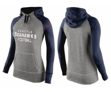 Women Nike Seattle Seahawks Performance Hoodie Grey & Dark Blue_1