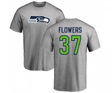 Football Seattle Seahawks #37 Tre Flowers Ash Name & Number Logo T-Shirt
