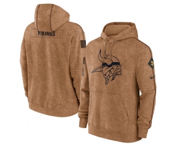 Men's Minnesota Vikings 2023 Brown Salute to Service Pullover Hoodie