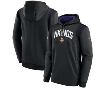 Men's Minnesota Vikings Black Sideline Stack Performance Pullover Hoodie