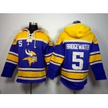 nike nfl jerseys minnesota vikings #5 bridgewater yellow-purple[pullover hooded sweatshirt][bridgewater]